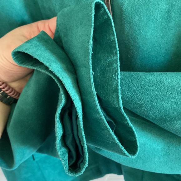 Studio Works Womens Size 10 Faux Suede Jacket Green Teal Fully Lined Lightweight - Picture 7 of 8